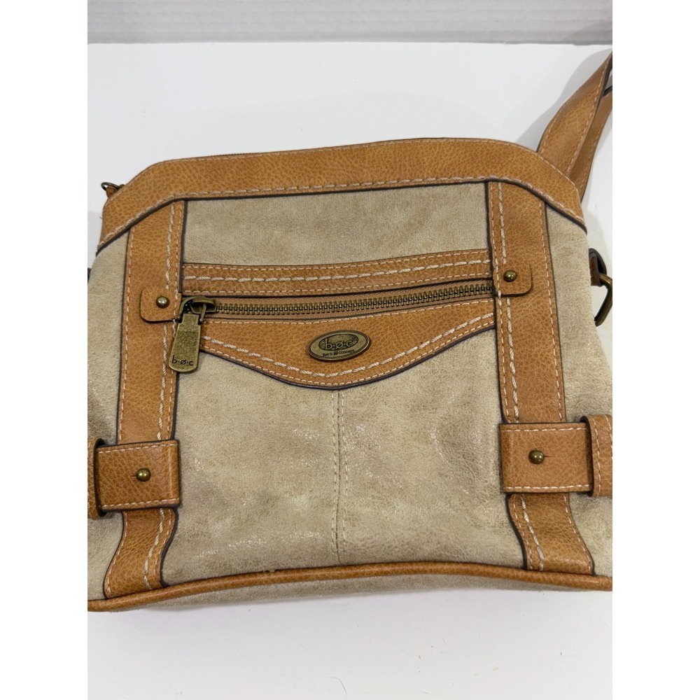 b.o.c. Born Concept Tan Brown Crossbody Purse Faux Suede Faux Leather Bag